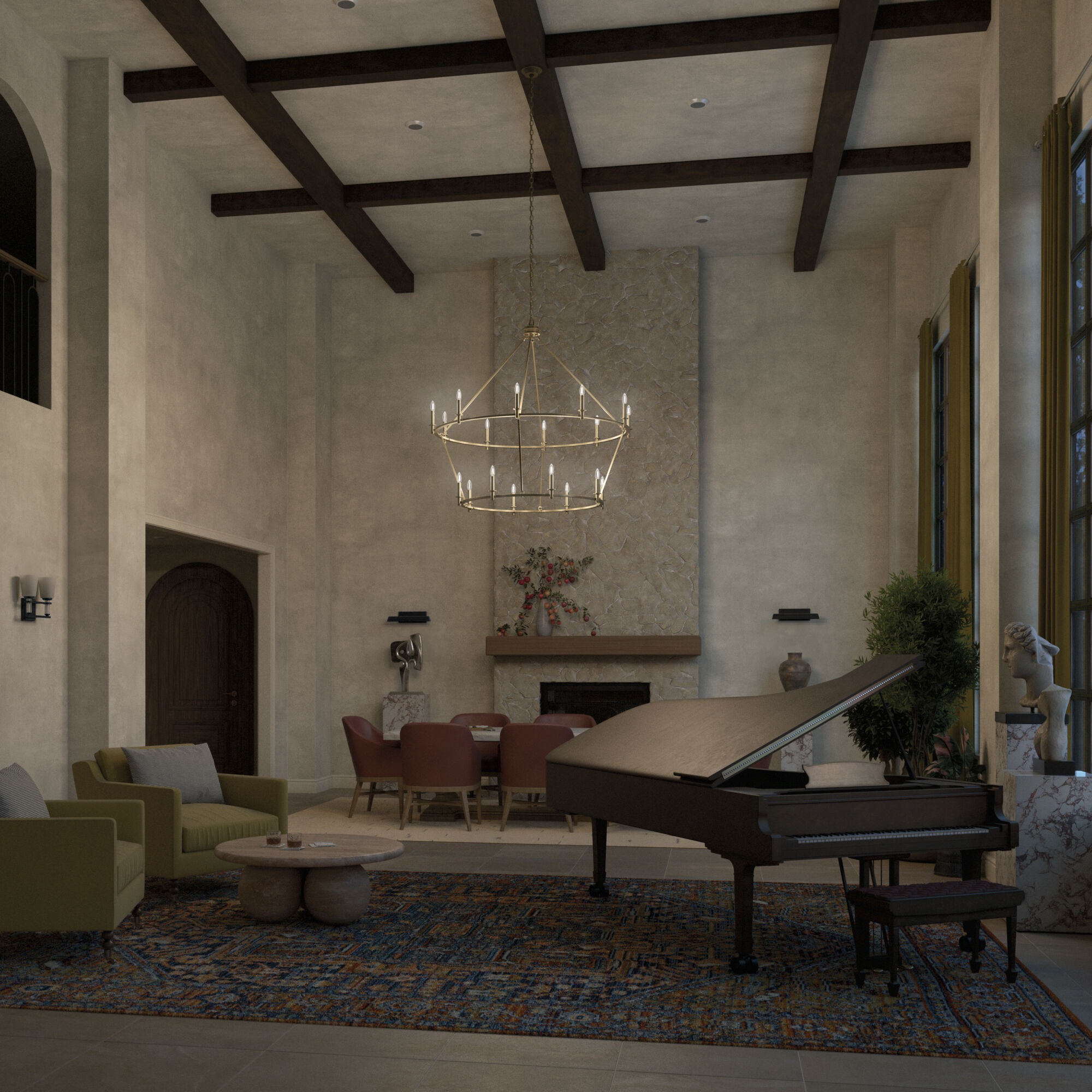 Carrick 18 Light Champagne Bronze Chandelier Ceiling Light, 2 Tier Large